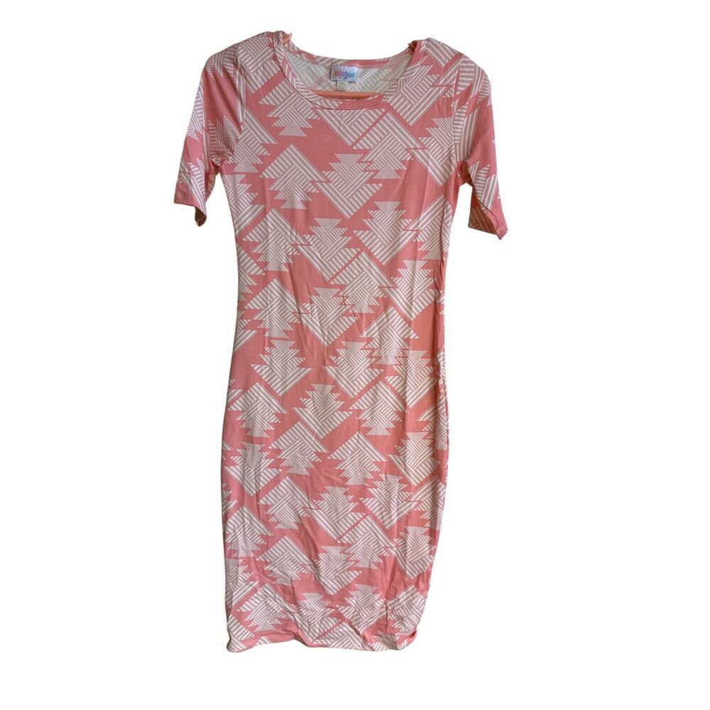 LuLaRoe XXS julia  Pink & White Geometric Pattern Dress
